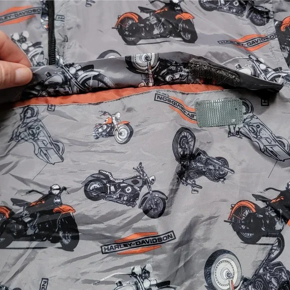 Harley-Davidson 1/4 Zip Motorcycle Printed Hooded Windbreaker Pullover